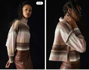 Anthropologie Pilcro Cropped Mock Neck Sweater Winter Wool Ombre Cozy Cottage